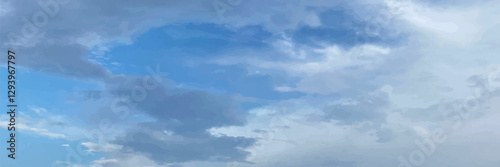 Sky Blue Background,Vector Clear Sky Cloud.Sunny day with sunlight morning in Winter,Horizon Nature Landscape daylight in afternoon Summer,Spring,illustration Banner weather season
