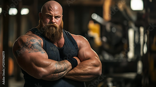 muscular young man lifting weights