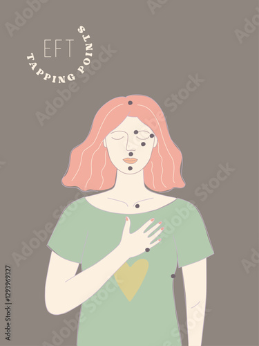 Vector illustration of woman with EFT tapping points