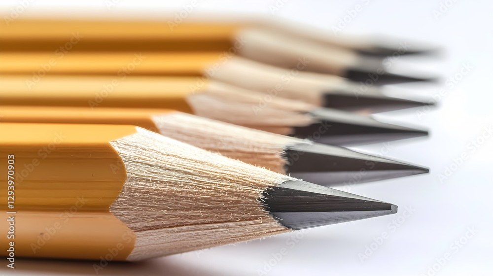 Obraz premium Row of sharpened pencils forming a diagonal line