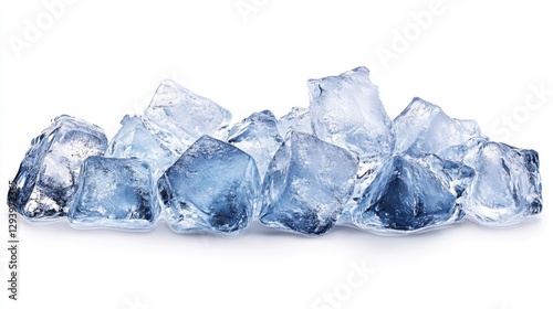 Obraz na płótnie Refreshing Ice Cubes on White Surface Capturing the Essence of Coldness and Purity in Studio Shot w salonie
