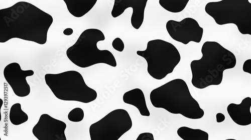 Cow print background with organic black and white patches