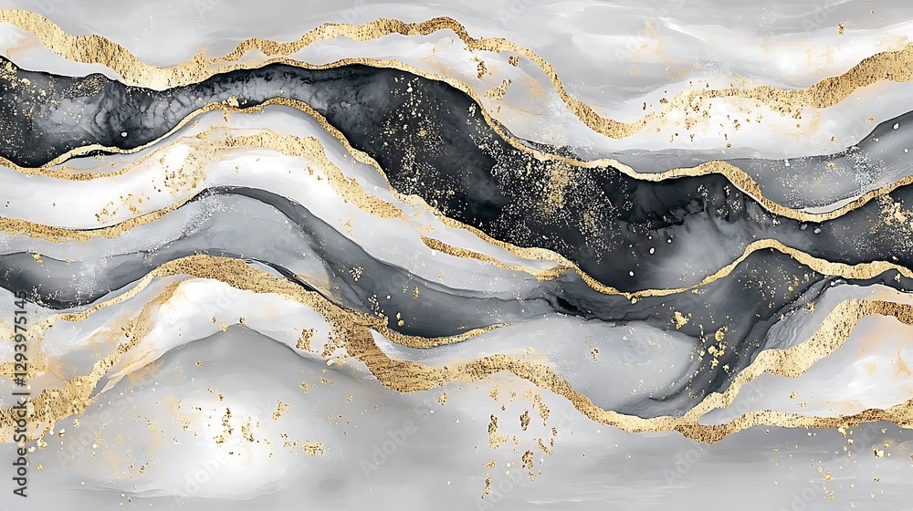 Abstract Gold and Grey Ink Waves: A Luxurious Marble Effect Abstract Gold and Grey Ink Waves: A Luxurious Marble Effect