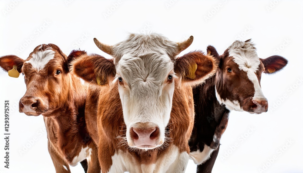 Three Serene Bovines Against a Crisp Backdrop Capturing the Purity and Tranquility of Rustic Minimalism Three Serene Bovines Against a Crisp Backdrop Capturing the Purity and Tranquility of Rustic Minimalism