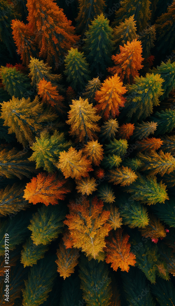 Fototapeta premium Aerial view of a dense forest canopy 