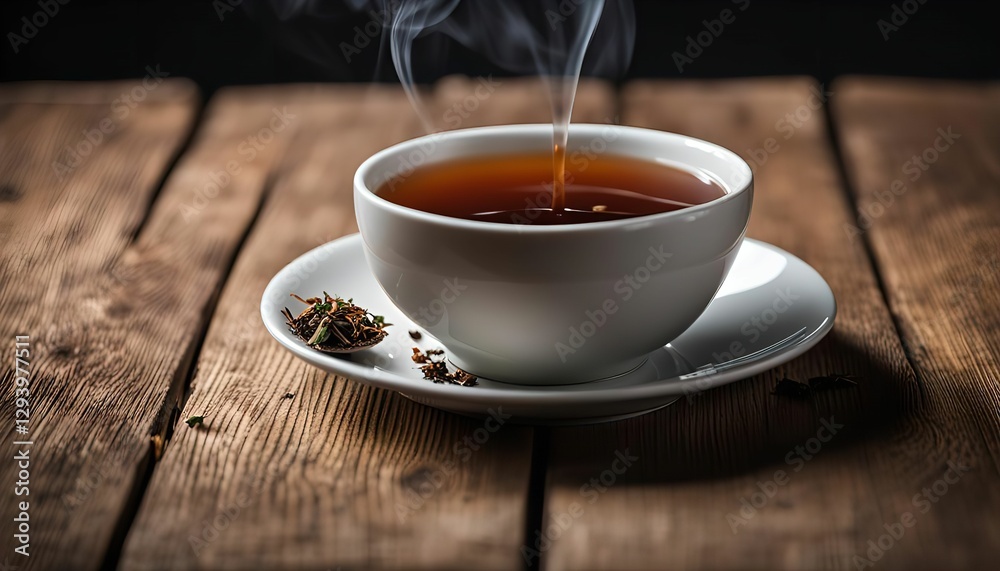 A Cup of Tea on Wooden Table A Cup of Tea on Wooden Table