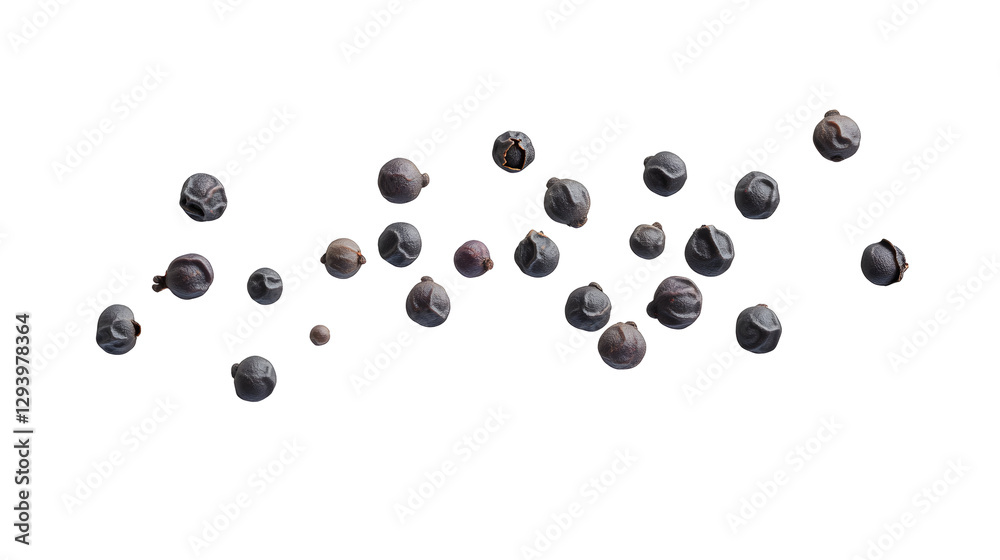Pile of whole peppercorns, aromatic spice used for cooking and seasoning dishes, ingredient Pile of whole peppercorns, aromatic spice used for cooking and seasoning dishes, ingredient