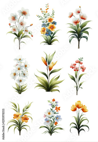A collection of hand-drawn plant elements for beginners