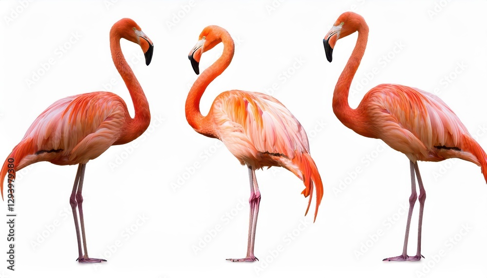 Isolated Trio of Pink Flamingos Against a Transparent Background, Showcasing Vivid Color and Exotic Serenity in an Artistic Tableau Isolated Trio of Pink Flamingos Against a Transparent Background, Showcasing Vivid Color and Exotic Serenity in an Artistic Tableau