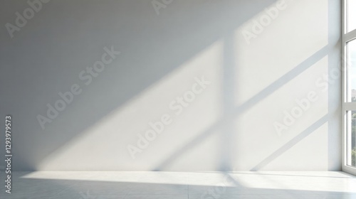 Empty Room Interior with Sunlight Streaming Through a Window and a Blank Wall Perfect for Design Mockups and Presentations