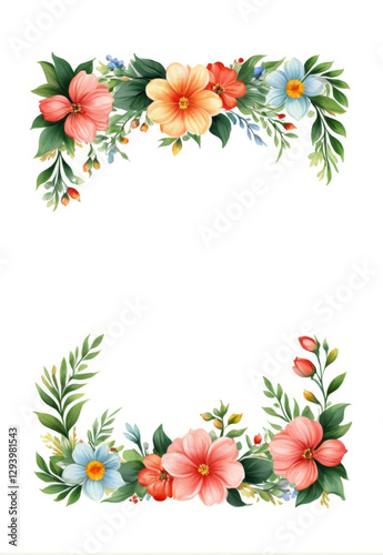 Hand painted vector small new style floral border