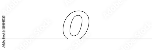 A single line drawing of a zero symbol. One line icon. Continuous line zero number icon. Vector illustration.
