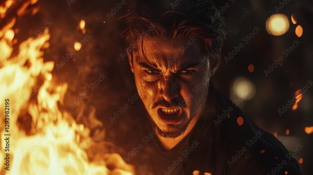 Anger as a fiery explosion in a dark void, intense and dramatic Anger as a fiery explosion in a dark void, intense and dramatic