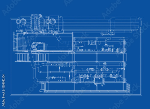 Petroleum heater exchanger. Vector rendering of 3d