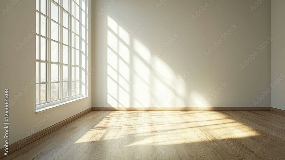 Obraz premium Bright and Airy Empty Room with Sunlight Streaming Through Window