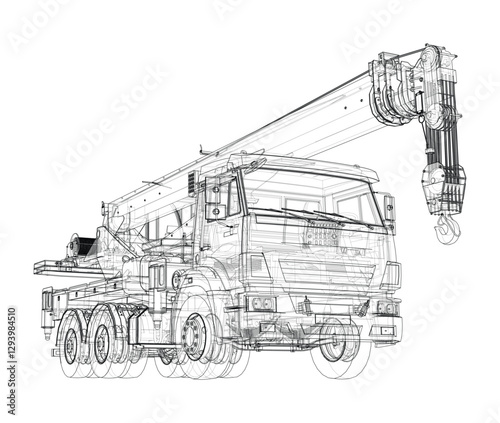 Car crane. Vector rendering of 3d