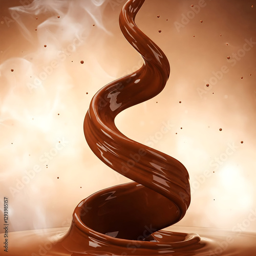 Hot chocolate splash in spiral shape