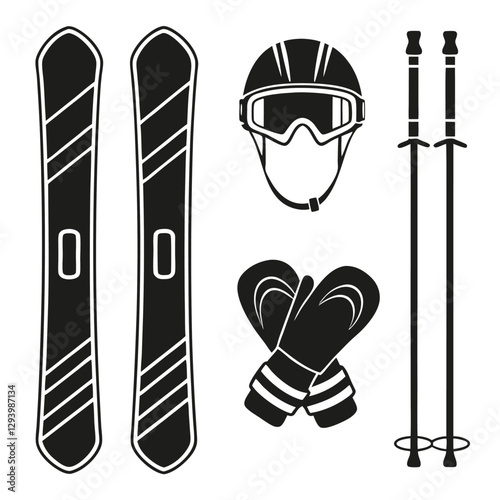 Extreme Winter Sports Gear Silhouettes