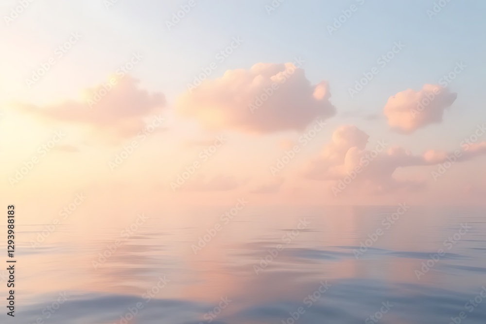 Obraz premium Serene and peaceful image of pink clouds reflecting on water during dawn.