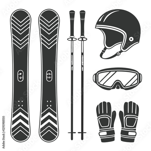 Snowboard and Ski Gear Silhouette Collection