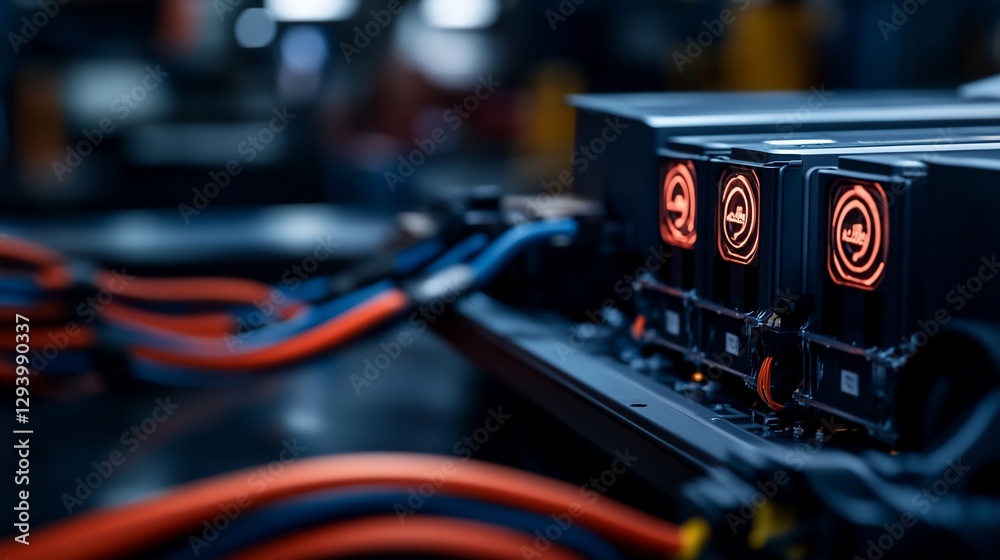 Fototapeta premium High-Tech Electric Vehicle Battery Pack Close-Up