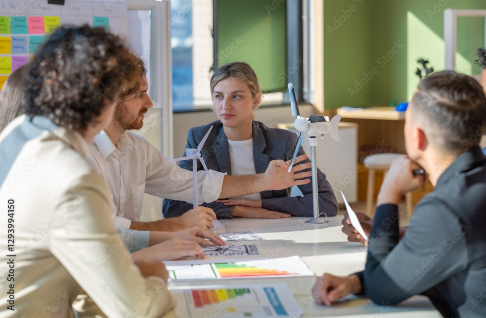 Fototapeta premium Startup Team Develops Portable Wind Turbine Prototype for Investor Funding