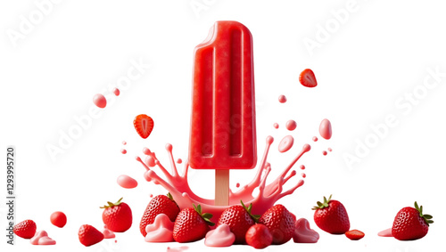 Icy delight strawberry popsicle explosion a burst of fruity freshness