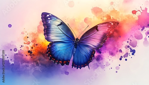 A beautiful butterfly with watercolor background and amazing colors