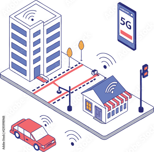 5G technology and smart city concept with connected devices