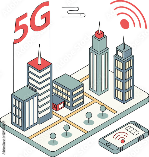 5G technology and smart city concept with connected devices