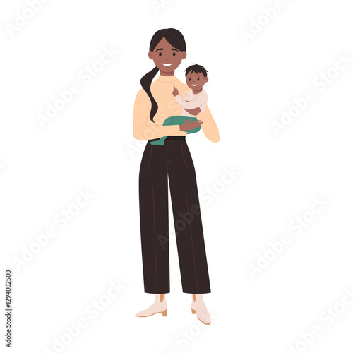 An illustration shows a devoted mother cradling her baby, highlighting deep family bonds of love and care