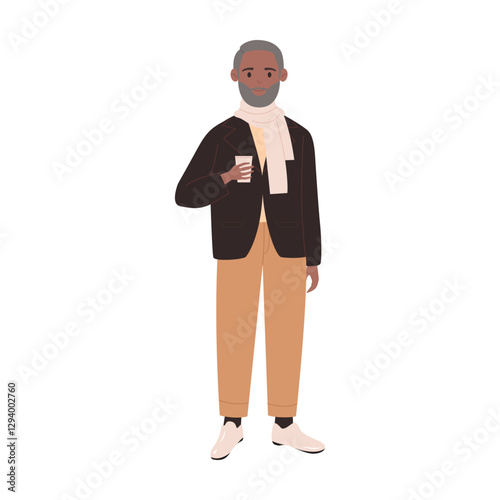 A stylish and fashionable man holding a drink, confidently displaying a modern casual style that stands out