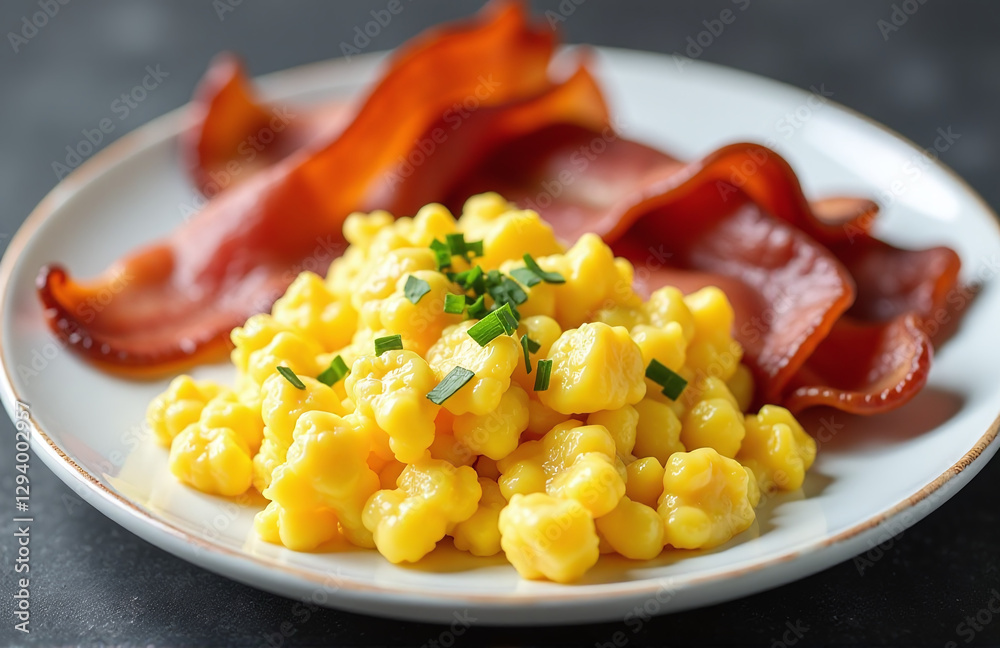 Crunchy Scrambled Eggs Paired With Crispy Bacon For A Delicious Breakfast Combination That Is Both Satisfying And Easy To Make. Crunchy Scrambled Eggs Paired With Crispy Bacon For A Delicious Breakfast Combination That Is Both Satisfying And Easy To Make.
