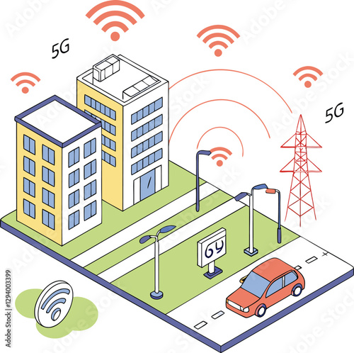 5G technology and smart city concept with connected devices
