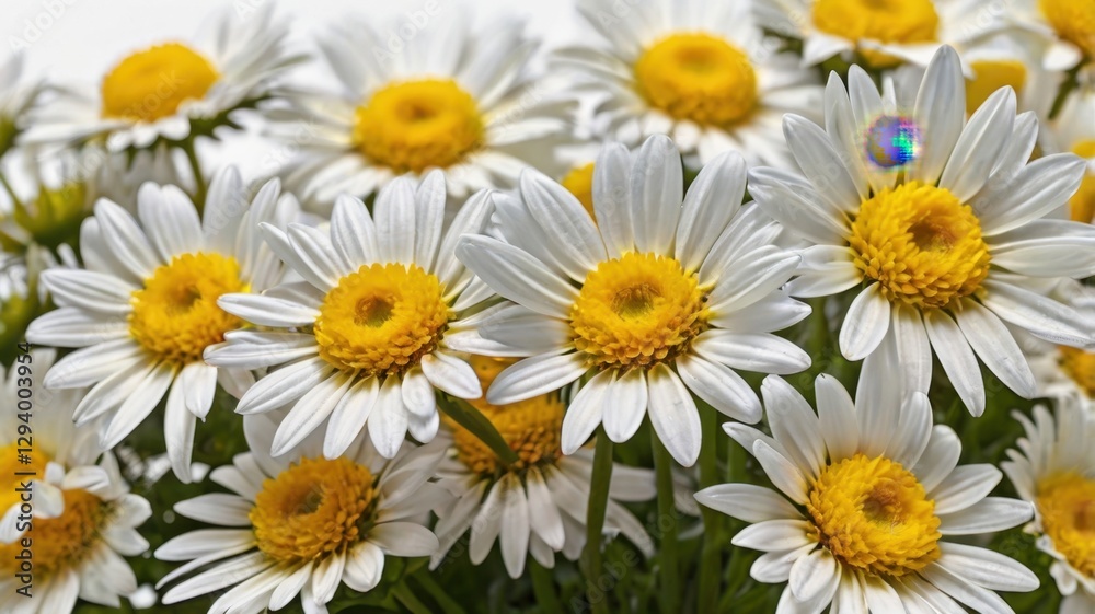 Obraz premium Cluster of Lemon Yellow Daisies Isolated on White Background with Sharp Details and Bright Lighting