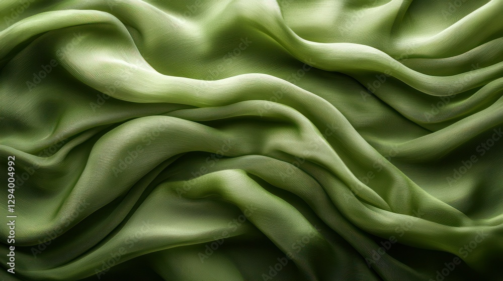 Fototapeta premium Draped sage green fabric texture, studio shot