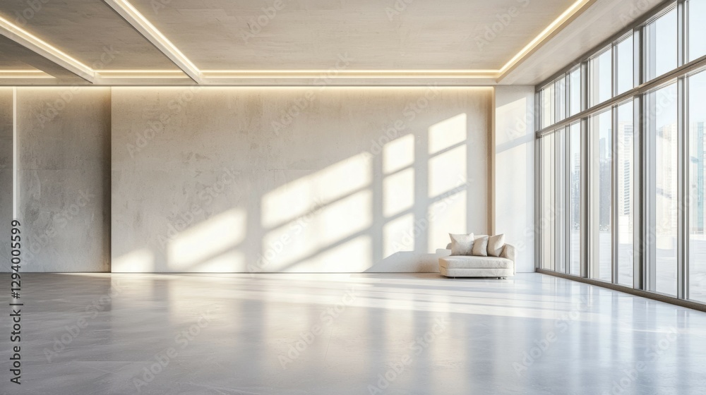 Obraz premium Modern Minimalist Interior with Natural Light and Spacious Design