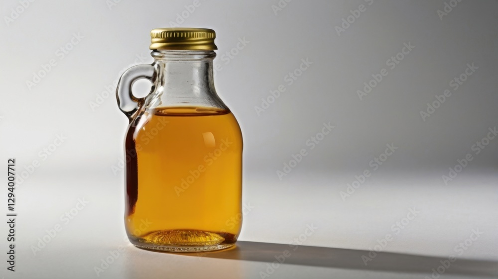 Golden Syrup in Clear Glass Bottle with Metal Screw Cap Isolated on White Background Still Life Studio Shot Golden Syrup in Clear Glass Bottle with Metal Screw Cap Isolated on White Background Still Life Studio Shot