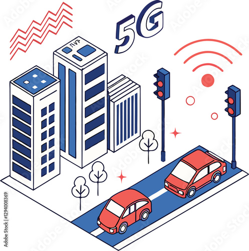 5G technology and smart city concept with connected devices