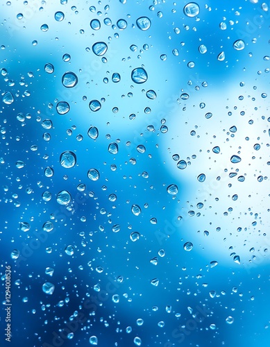 Water droplets on glass with soft light and bokeh effect