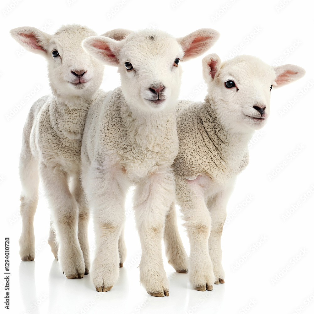 Obraz premium baby lambs with white background
