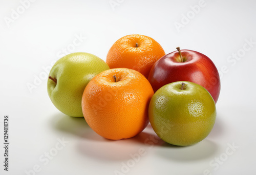 Close up apple pear orange and baby tangerine