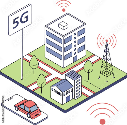 5G technology and smart city concept with connected devices