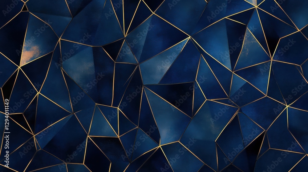 Abstract Dark Blue Geometric Background with Golden Lines and Triangles Abstract Dark Blue Geometric Background with Golden Lines and Triangles