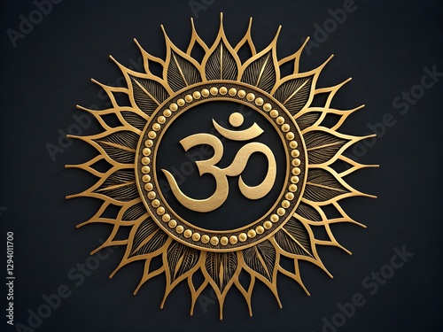om symbol on black background