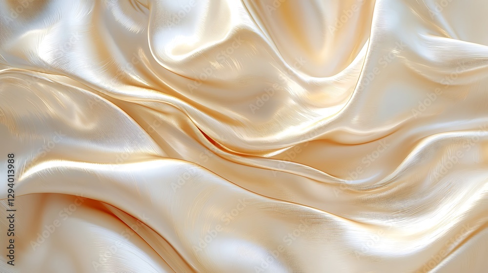 Obraz premium Luxurious flowing ivory silk cloth with light reflections and soft folds against a smooth background