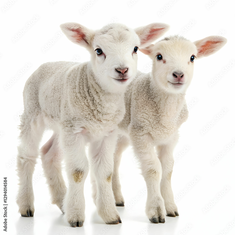 Fototapeta premium baby lambs with white background