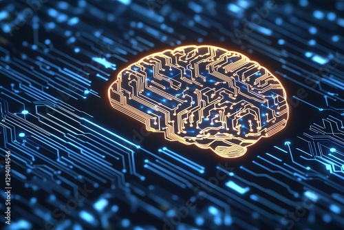 Artificial intelligence technology and neural networks enhance big data cybersecurity, securing data streams effectively. A digital brain design with intricate circuits 