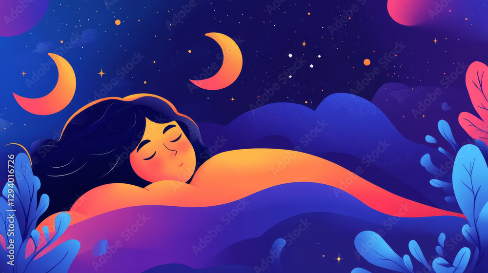 Insomnia mental sleep problem, sleeplessness web application website banner, template landing webpage mobile app flat vector illustration. Insomnia mental sleep problem, sleeplessness web application website banner, template landing webpage mobile app flat vector illustration.