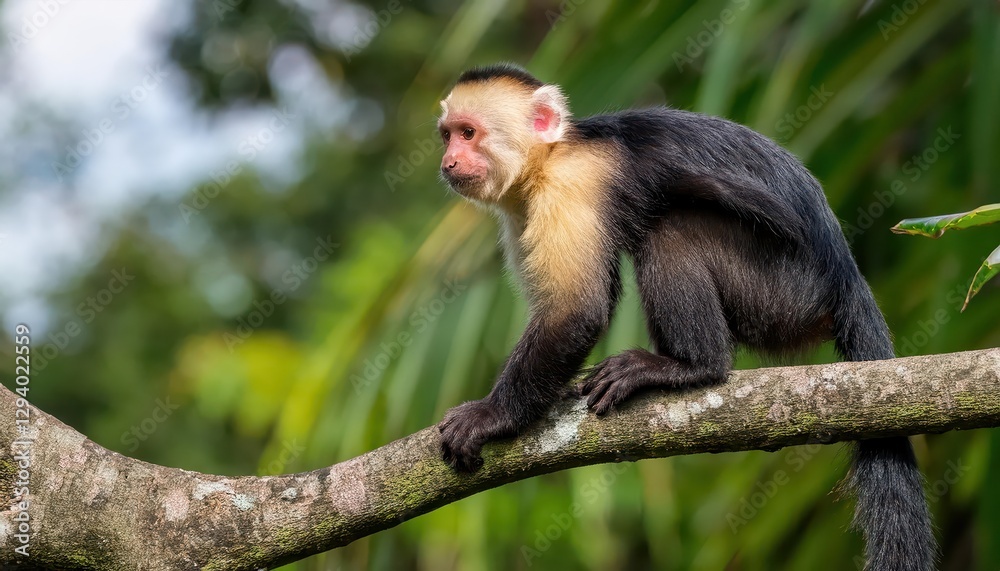 Vibrant Mornings with the Agile Varied Whitefronted Capuchin Monkey, Cebus versicolor, Amidst the Lush Tropical Greenery of the Amazon Rainforest, Capturing the Energy and Dynamism of a New Day Vibrant Mornings with the Agile Varied Whitefronted Capuchin Monkey, Cebus versicolor, Amidst the Lush Tropical Greenery of the Amazon Rainforest, Capturing the Energy and Dynamism of a New Day